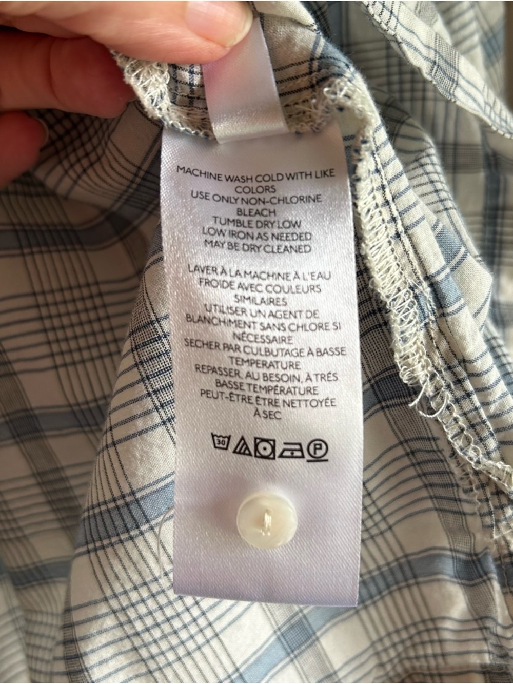 Urban Outfitters Boho Plaid Peasant Blouse - Cream & Blue - Picture 7 of 13